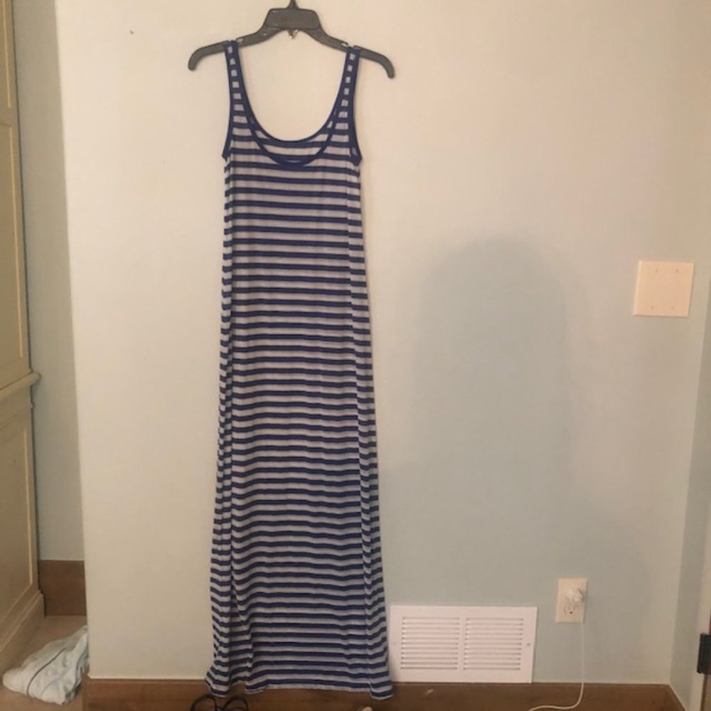 Tommy Bahama navy & white striped maxi dress